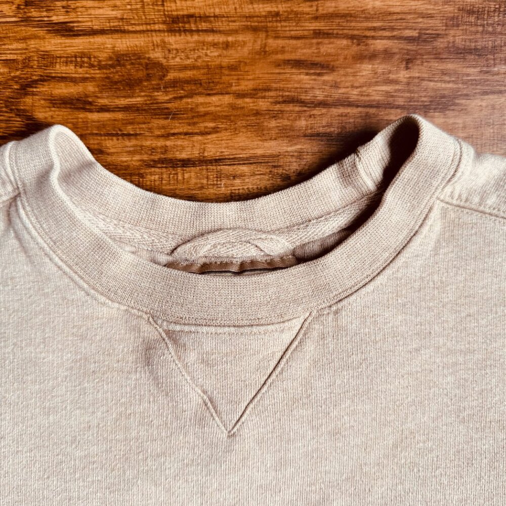 Vintage LL Bean Sweatshirt Mens Medium Tan Heavyweight Crewneck Pullover - Picture 2 of 5